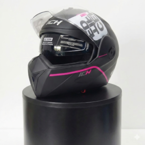 Casco Ich Negro Mate con Franja Rosa