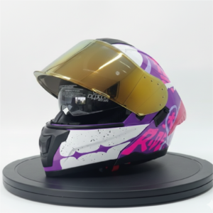 Casco Hro Morado Visera Dorada